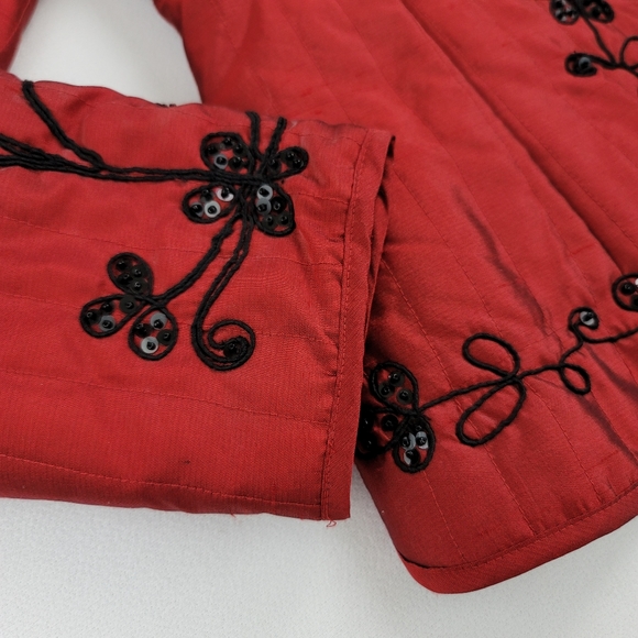 Silkland Silk Embellished Womens Quilted Jacket Coat Sz Medium - Picture 3 of 16